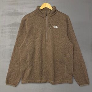 The North Face Gordon Lyons 1/4 Zip Fleece Pullover Brown Heather Large